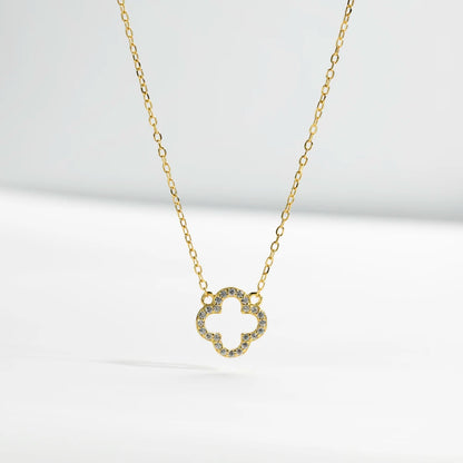 925 Sterling Silver Open Clover Necklace