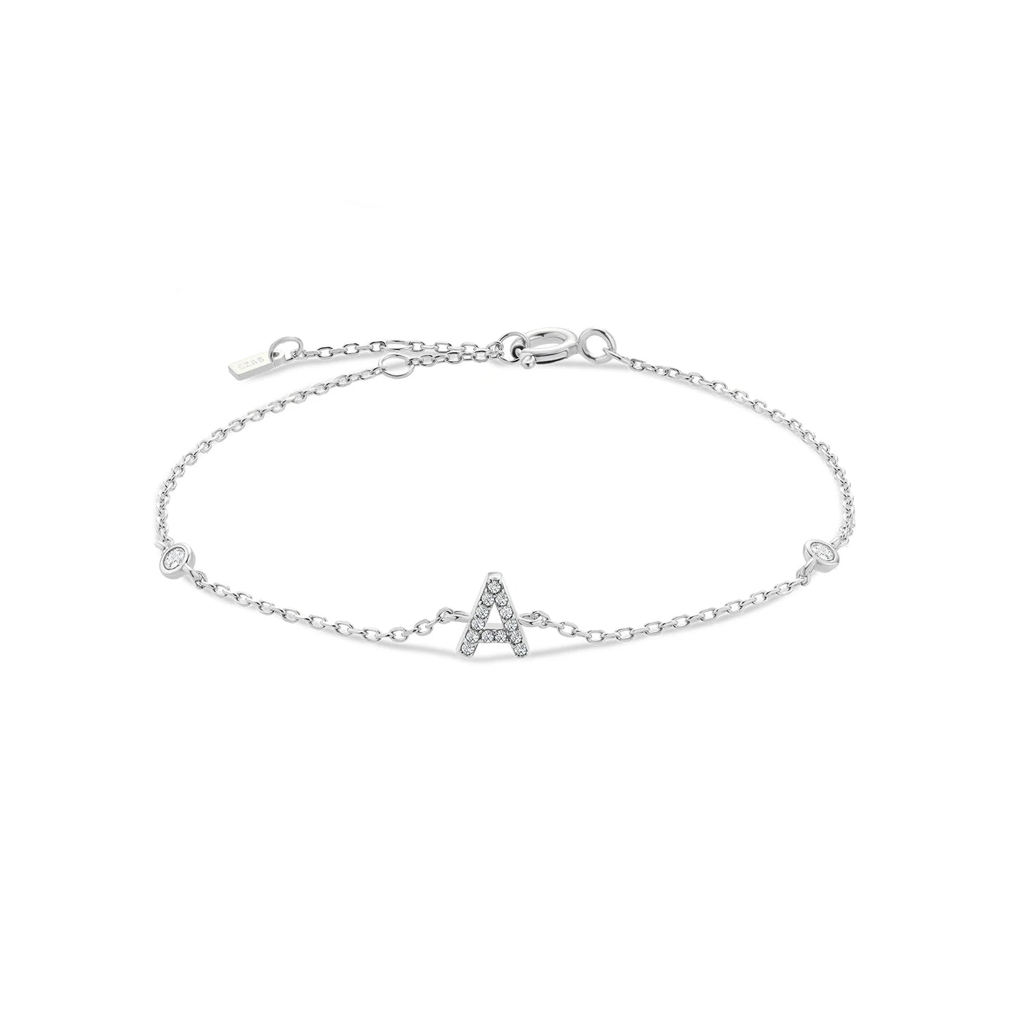 925 Sterling Silver Initial Bracelet (26 Letters)