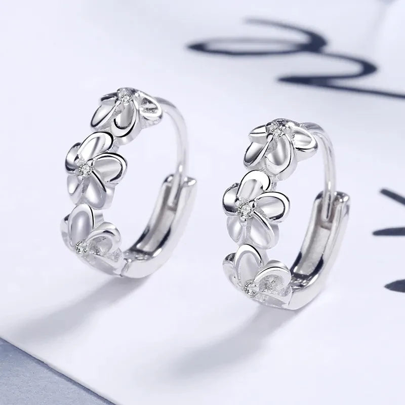 925 Sterling Silver Flower Earrings