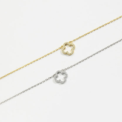 925 Sterling Silver Open Clover Necklace