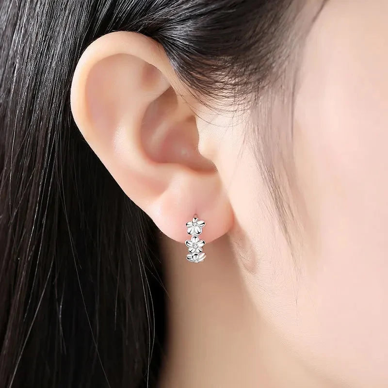 925 Sterling Silver Flower Earrings