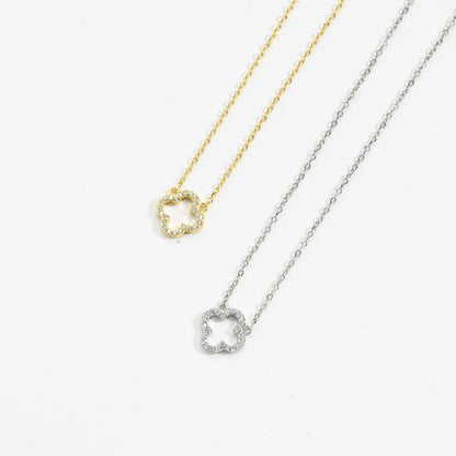 925 Sterling Silver Open Clover Necklace