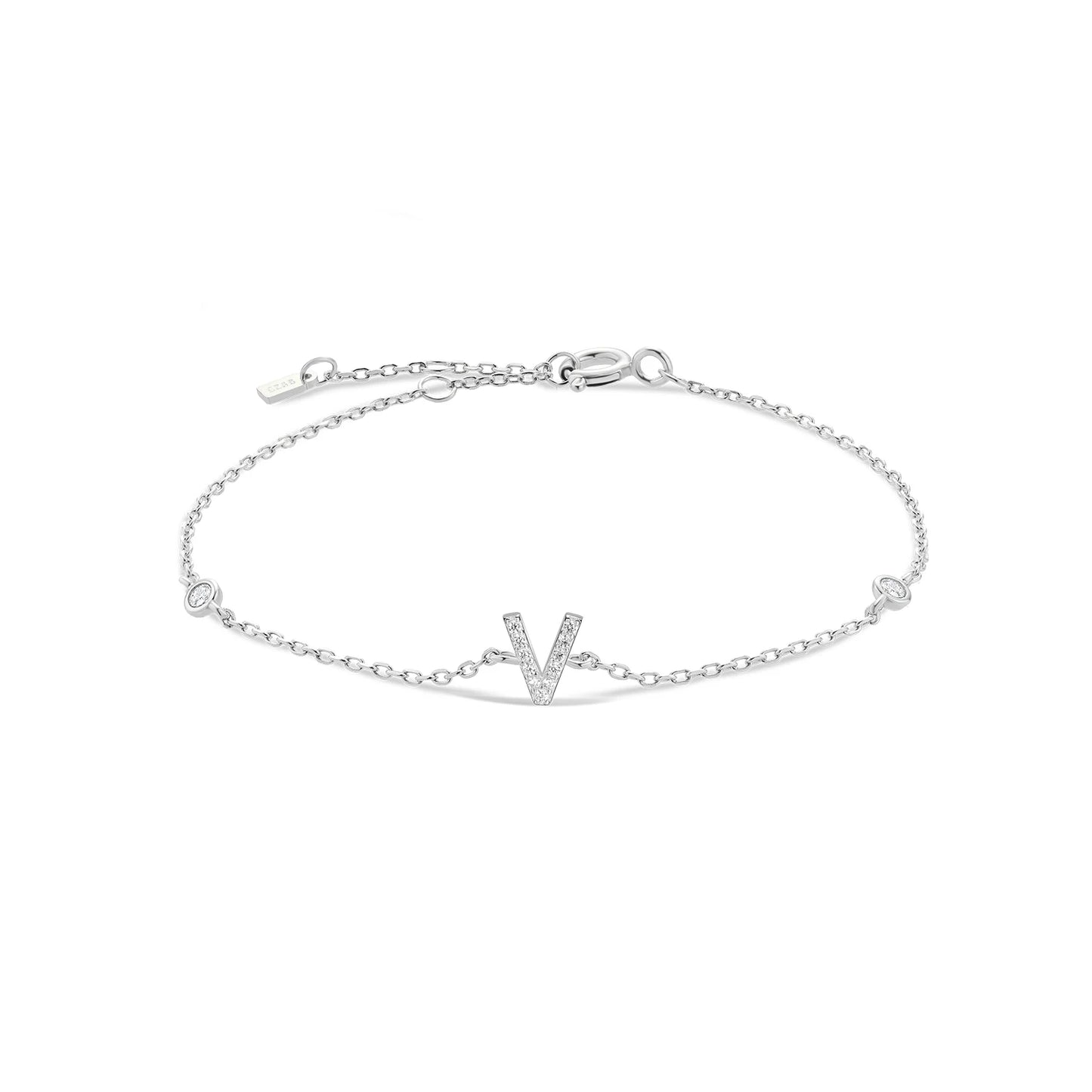 925 Sterling Silver Initial Bracelet (26 Letters)