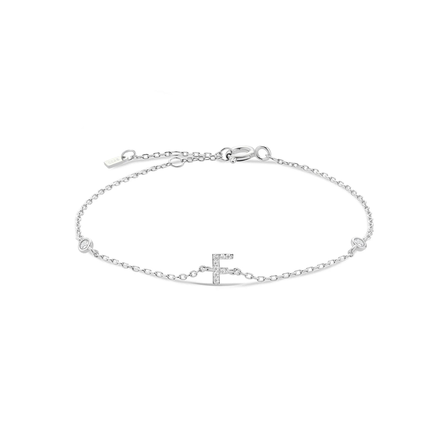 925 Sterling Silver Initial Bracelet (26 Letters)