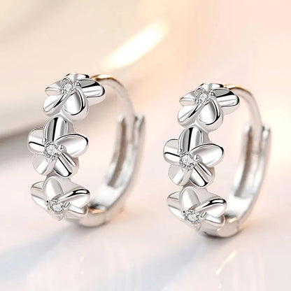 925 Sterling Silver Flower Earrings