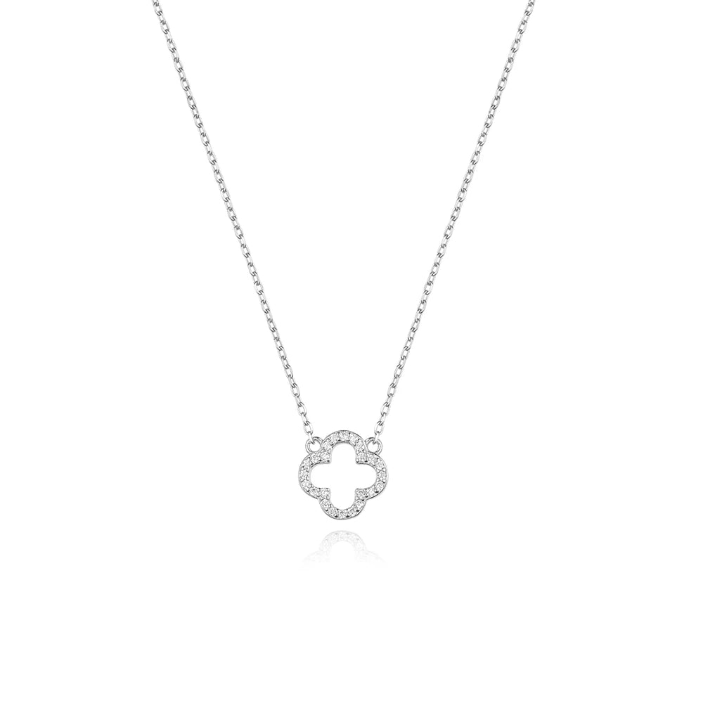 925 Sterling Silver Open Clover Necklace