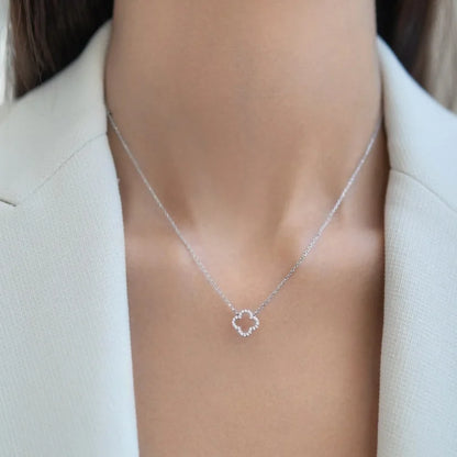 925 Sterling Silver Open Clover Necklace